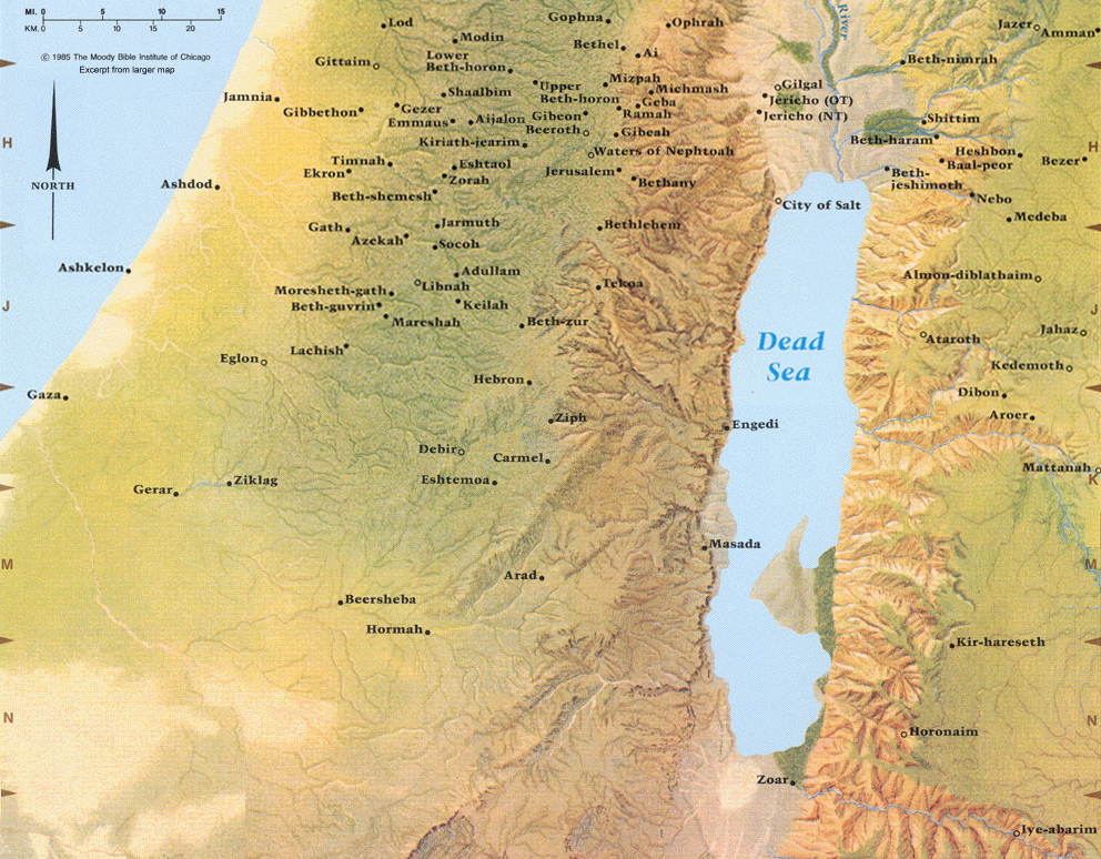 Map of Dead Sea area.